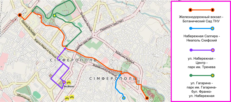 E`skiz-osnovnyih-predpolagaemyih-velomarshrutov-po-gorodu-Simferopol